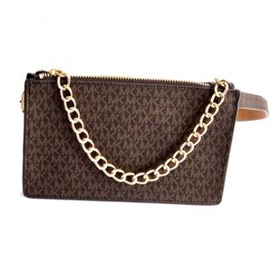 NWT. Michael Kors Women's Leather Fanny Pack W/Pull Chain. Size M 876.